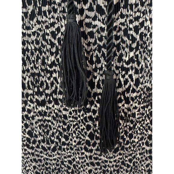 Dressbarn Black & Ivory Print Bodre Midi Dress w/ Tassel Tie Size 14 Spring‎ - Picture 3 of 6